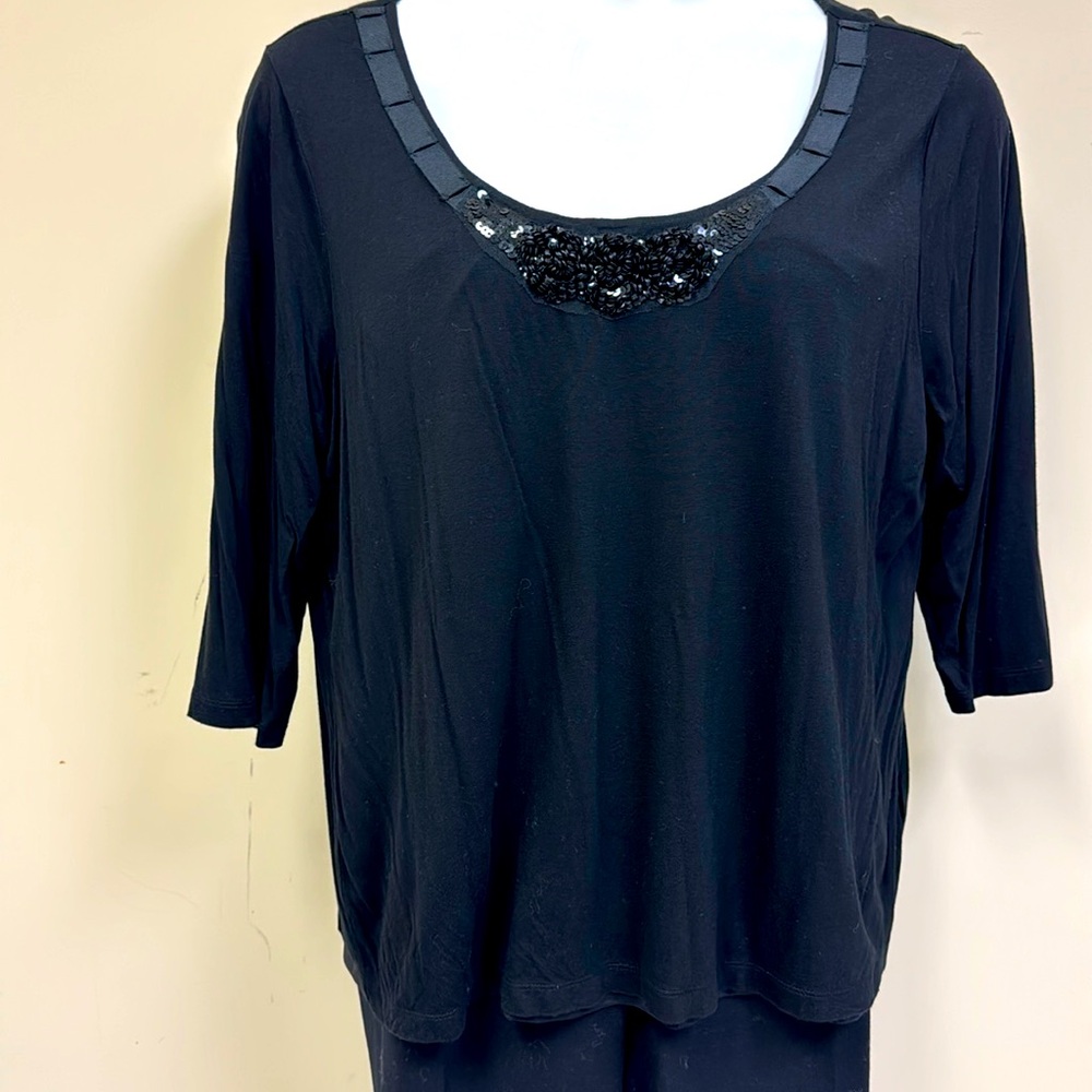 Plus Size Talbots Black Top With Sequins Detail - image 1